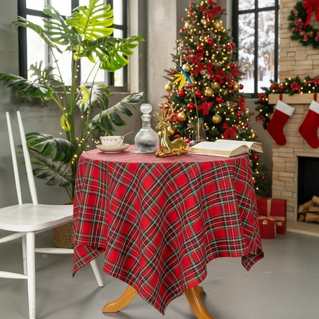 CAROLTARTAN – Festive checkered tablecloth made of durable polyester for the Christmas dinner