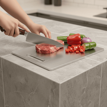 PRISMSTEEL – Titanium Stainless Steel Cutting Board for Clean & Hygienic Preparation