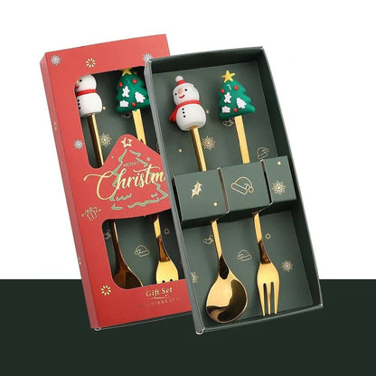 FESTIFORK – Creative Christmas Spoon & Fruit Fork Set for Coffee & Desserts
