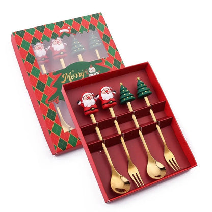 FESTIFORK – Creative Christmas Spoon & Fruit Fork Set for Coffee & Desserts