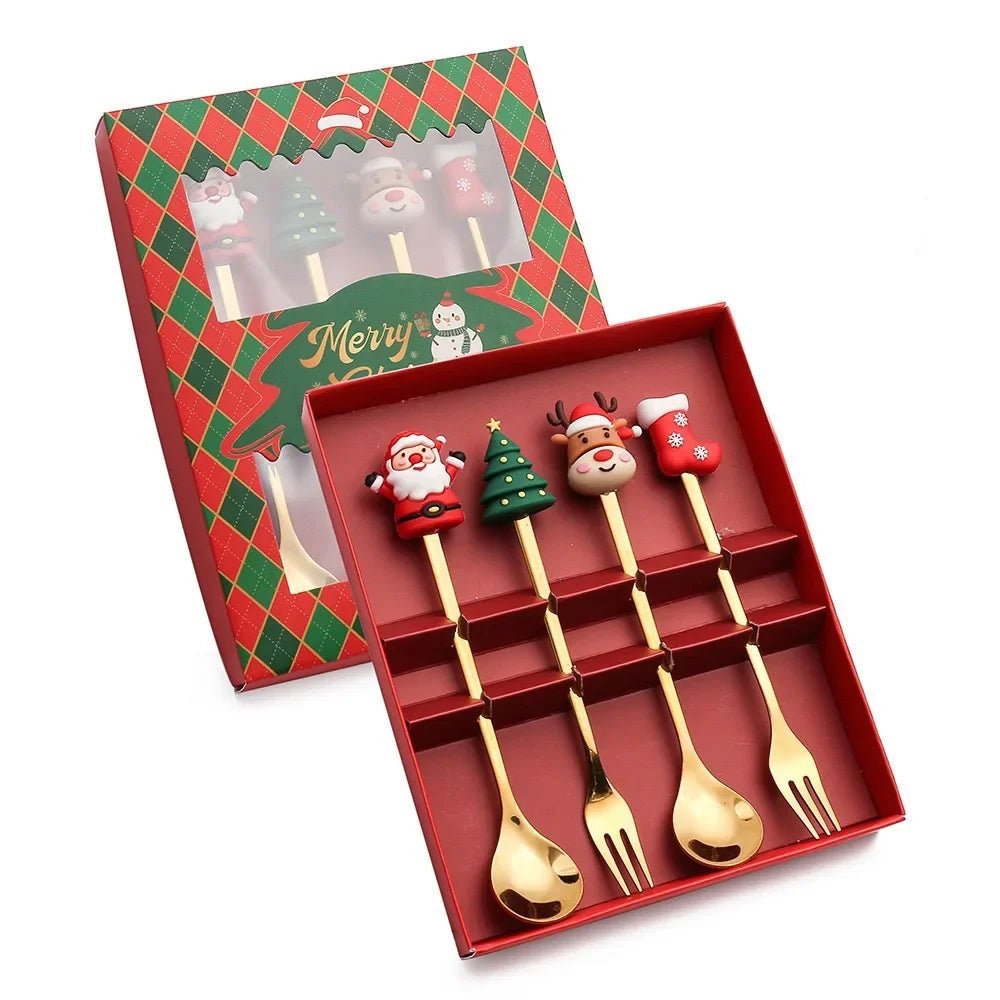 FESTIFORK – Creative Christmas Spoon & Fruit Fork Set for Coffee & Desserts