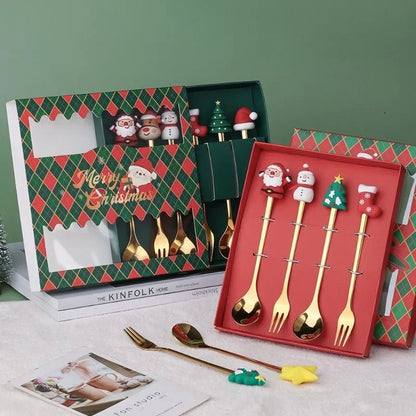 FESTIFORK – Creative Christmas Spoon & Fruit Fork Set for Coffee & Desserts