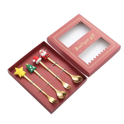 FESTIFORK – Creative Christmas Spoon & Fruit Fork Set for Coffee & Desserts