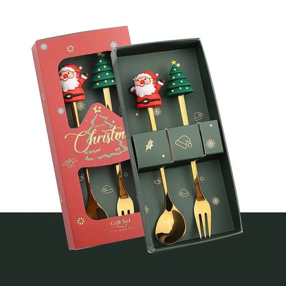 FESTIFORK – Creative Christmas Spoon & Fruit Fork Set for Coffee & Desserts
