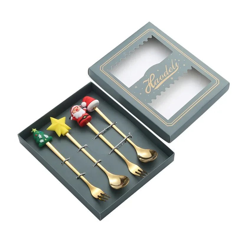 FESTIFORK – Creative Christmas Spoon & Fruit Fork Set for Coffee & Desserts