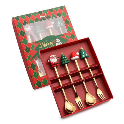 FESTIFORK – Creative Christmas Spoon & Fruit Fork Set for Coffee & Desserts