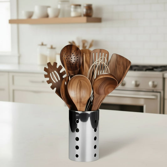 WOODERA NATURA SET – 11-piece Teak Wood Utensil Set for Sustainable Cooking