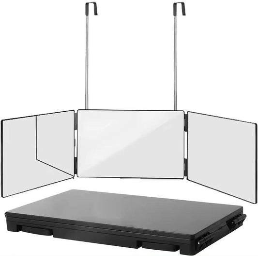 TRIFLEX Mirror - Foldable 3-way mirror with hook for make-up, hair styling & shaving