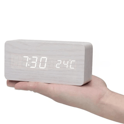 TimberGlow LED alarm clock - Digital & stylish in natural wood design
