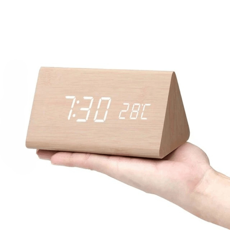 TimberGlow LED alarm clock - Digital & stylish in natural wood design