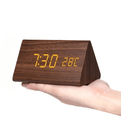 TimberGlow LED alarm clock - Digital & stylish in natural wood design