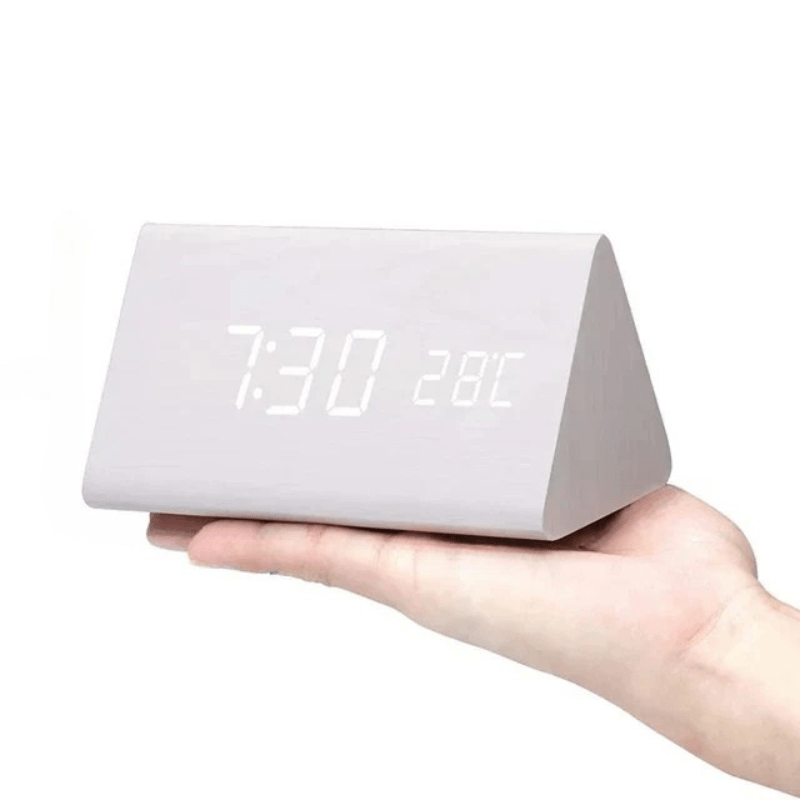 TimberGlow LED alarm clock - Digital & stylish in natural wood design