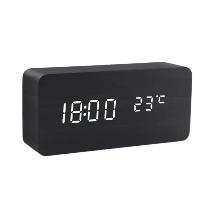TimberGlow LED alarm clock - Digital & stylish in natural wood design