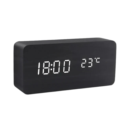 TimberGlow LED alarm clock - Digital & stylish in natural wood design