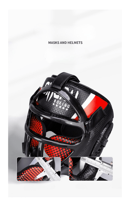 FightGuard Headgear - Premium head protection with face mask for martial arts