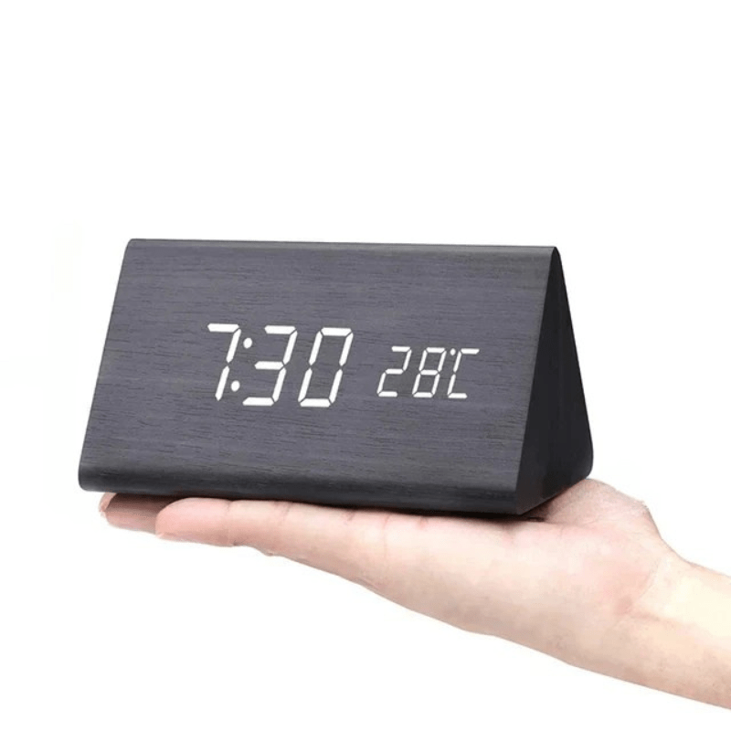 TimberGlow LED alarm clock - Digital & stylish in natural wood design