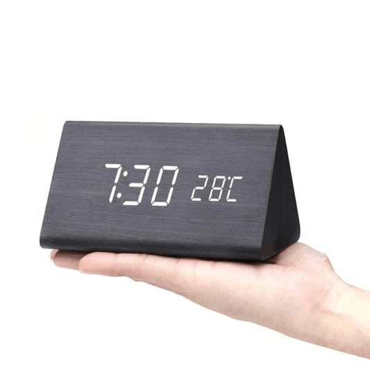 TimberGlow LED alarm clock - Digital & stylish in natural wood design