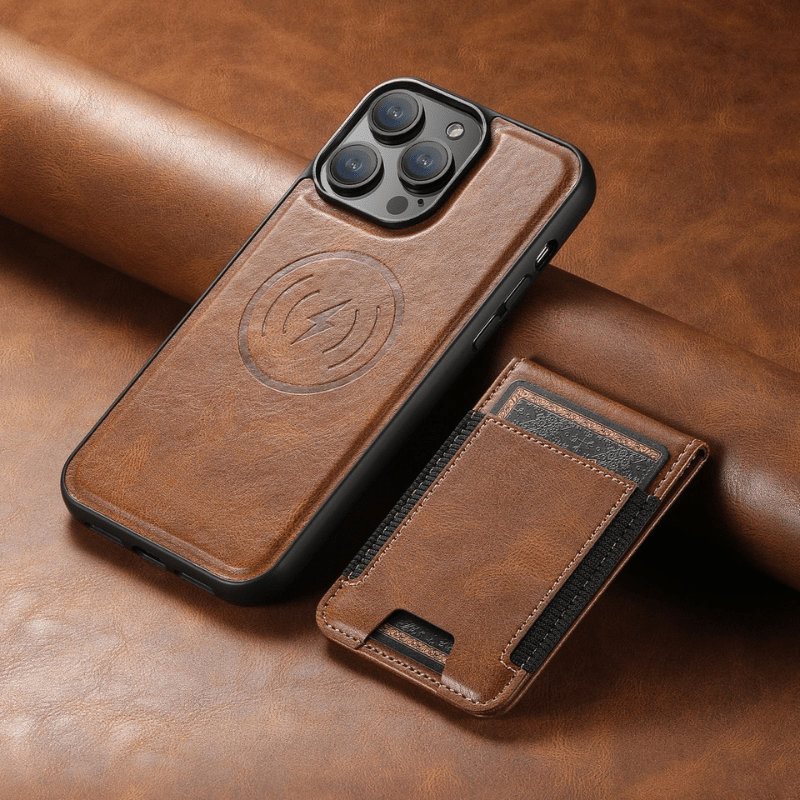 MagVibe Case - Elegant leather case with magnetic stand & card holder