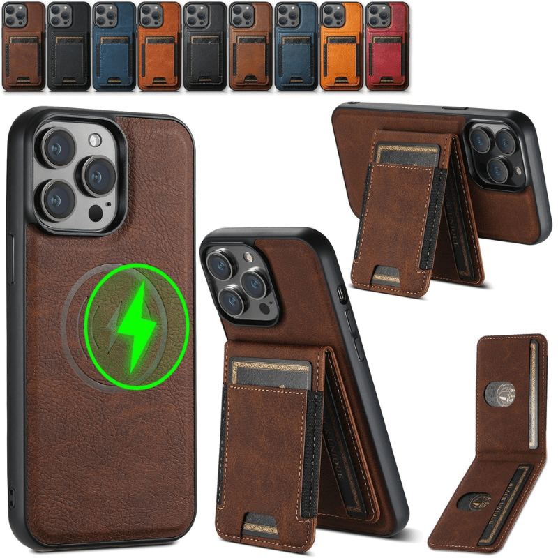 MagVibe Case - Elegant leather case with magnetic stand & card holder