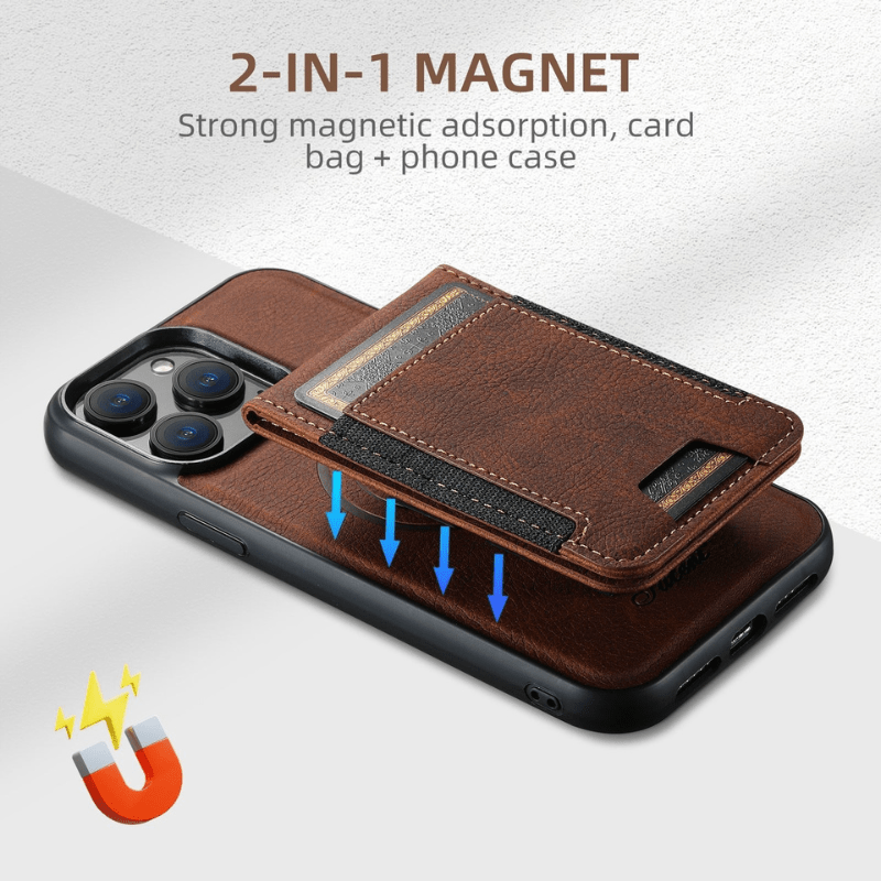 MagVibe Case - Elegant leather case with magnetic stand & card holder