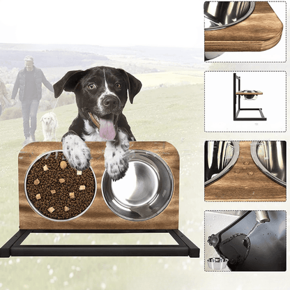 WELLBOWL STATION – Ergonomic Feeding Station for Dogs with Stainless Steel Bowls