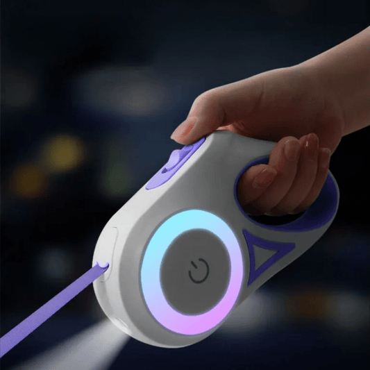 DogLight - Automatic dog lead with LED light, USB rechargeable battery & 3m length for safe walks