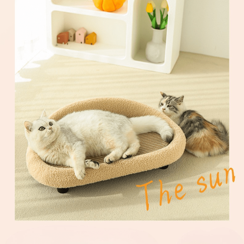 VelvetPaws Den – Stylish retreat with scratching surface & cozy cushion
