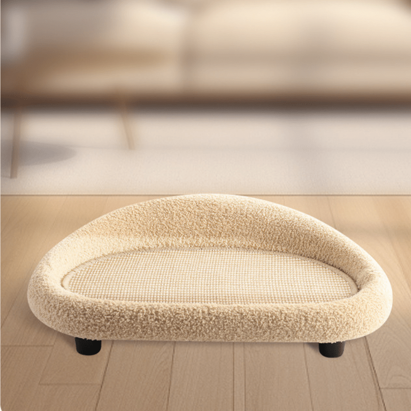 VelvetPaws Den – Stylish retreat with scratching surface & cozy cushion