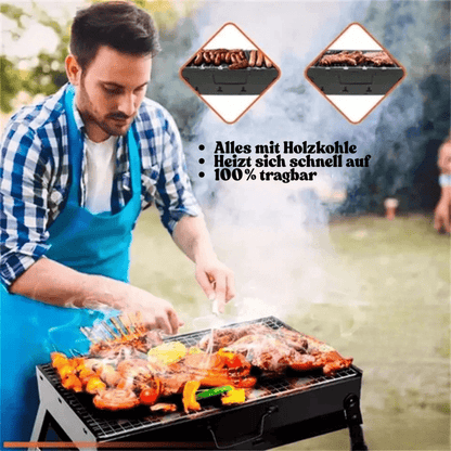 CampFlare stainless steel charcoal barbecue - Compact outdoor barbecue for travelling & camping