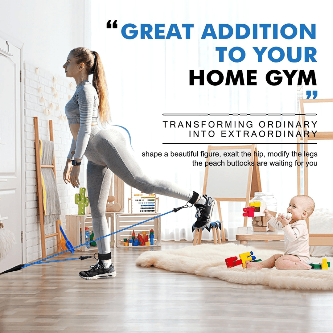 PowerFlex Resistance Bands - resistance band set for full body training & rehab with handles, ankle strap & door anchor