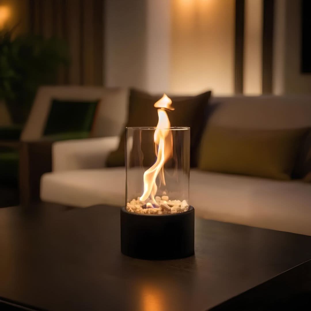 FlameAura glass oil lamp - Refillable & stylish for indoors & outdoors