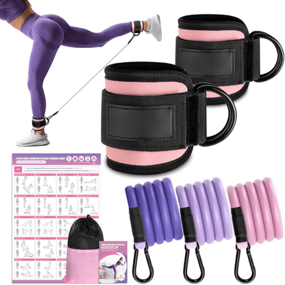 Flextone Resistance Bands - resistance bands for buttocks & hips with ankle strap & training poster