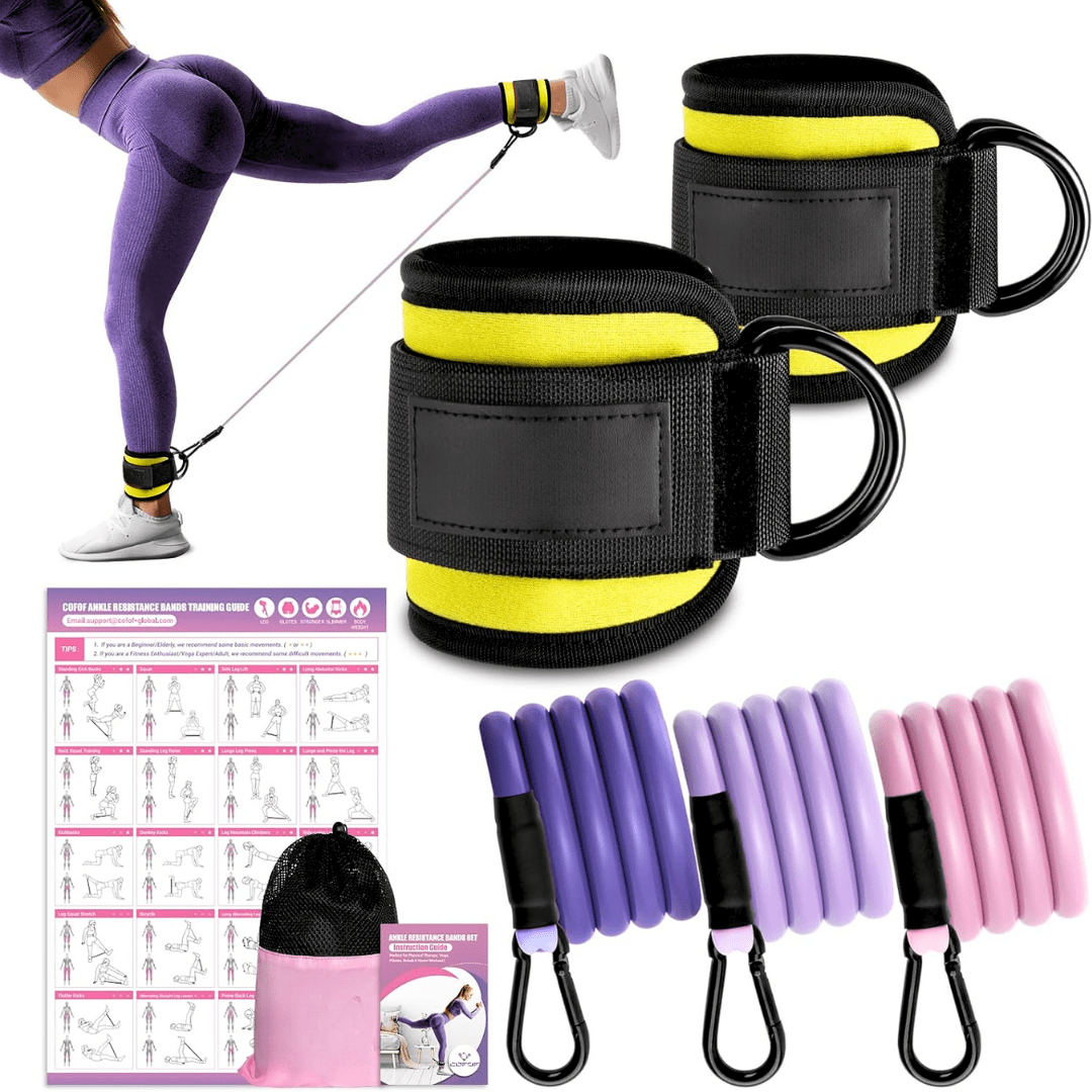 Flextone Resistance Bands - resistance bands for buttocks & hips with ankle strap & training poster