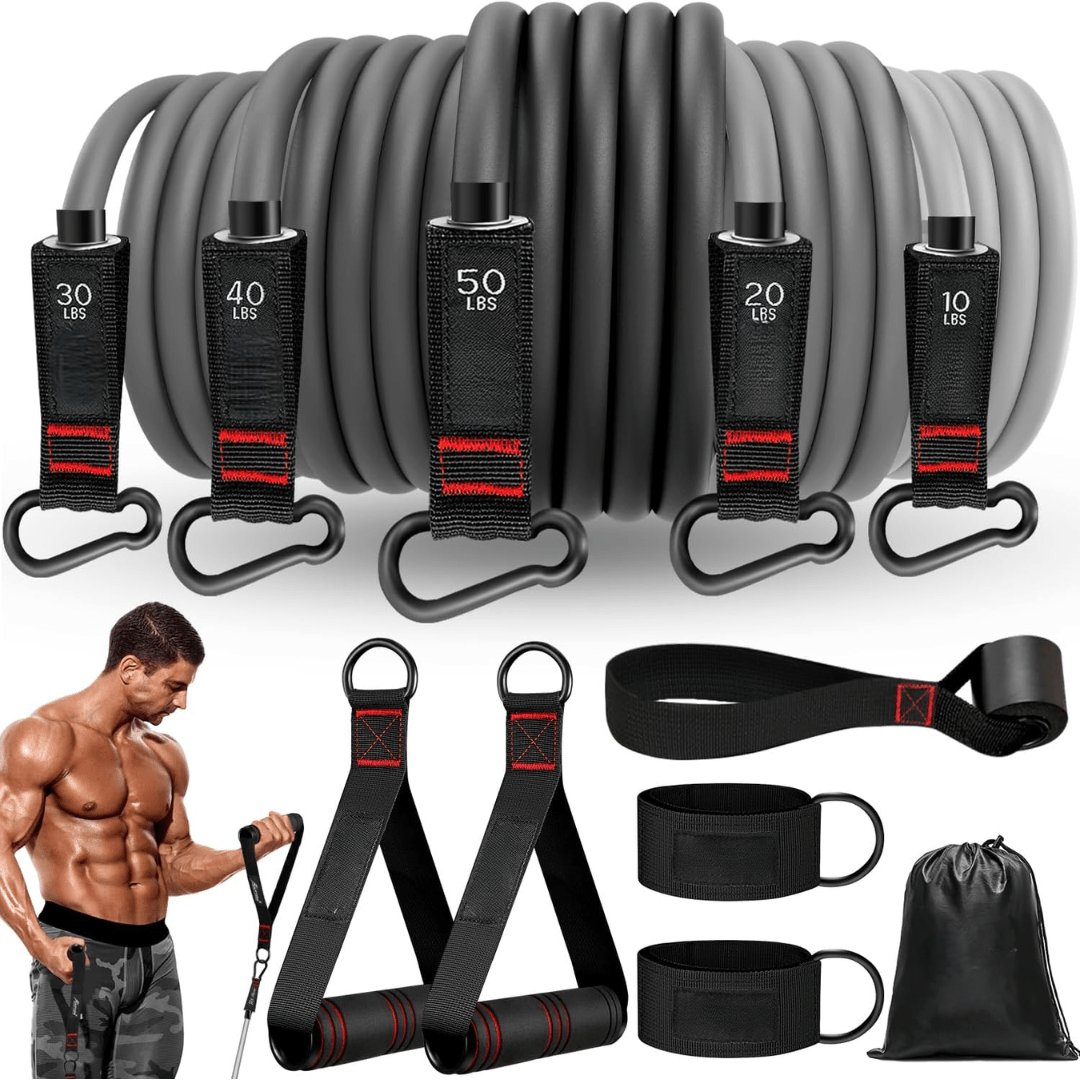PowerFlex Resistance Bands - resistance band set for full body training & rehab with handles, ankle strap & door anchor