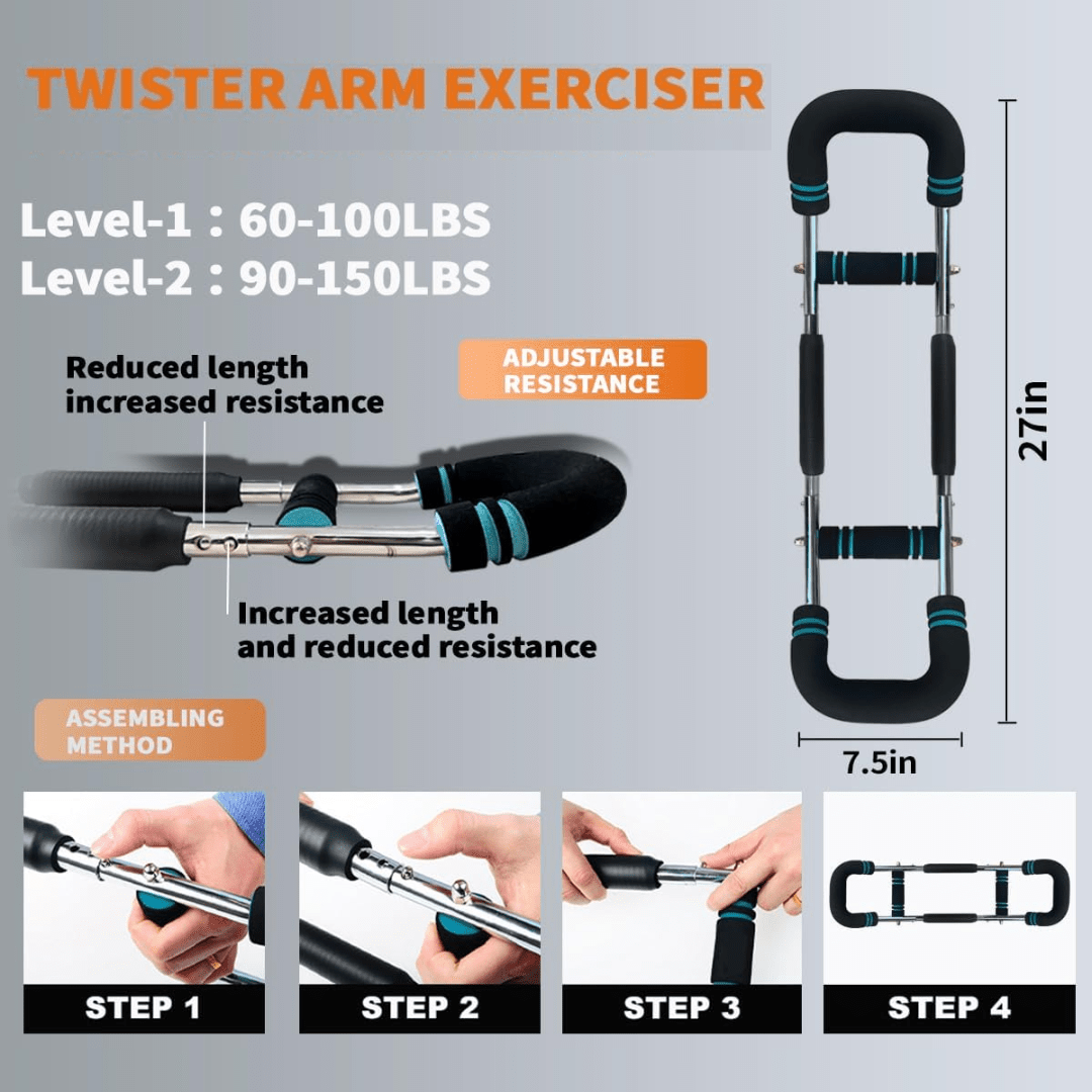 Twisterflex - Adjustable training bar for targeted muscle training of arms & chest