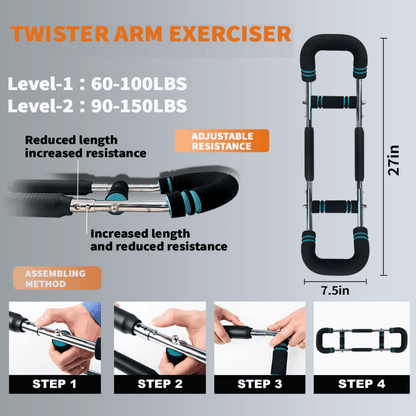 Twisterflex - Adjustable training bar for targeted muscle training of arms & chest