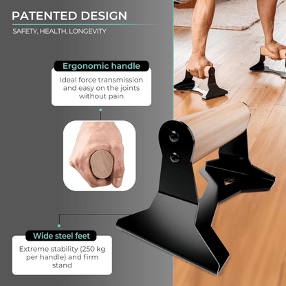 PowerGrip - Ergonomic wooden push-up parallettes with steel core for push-ups