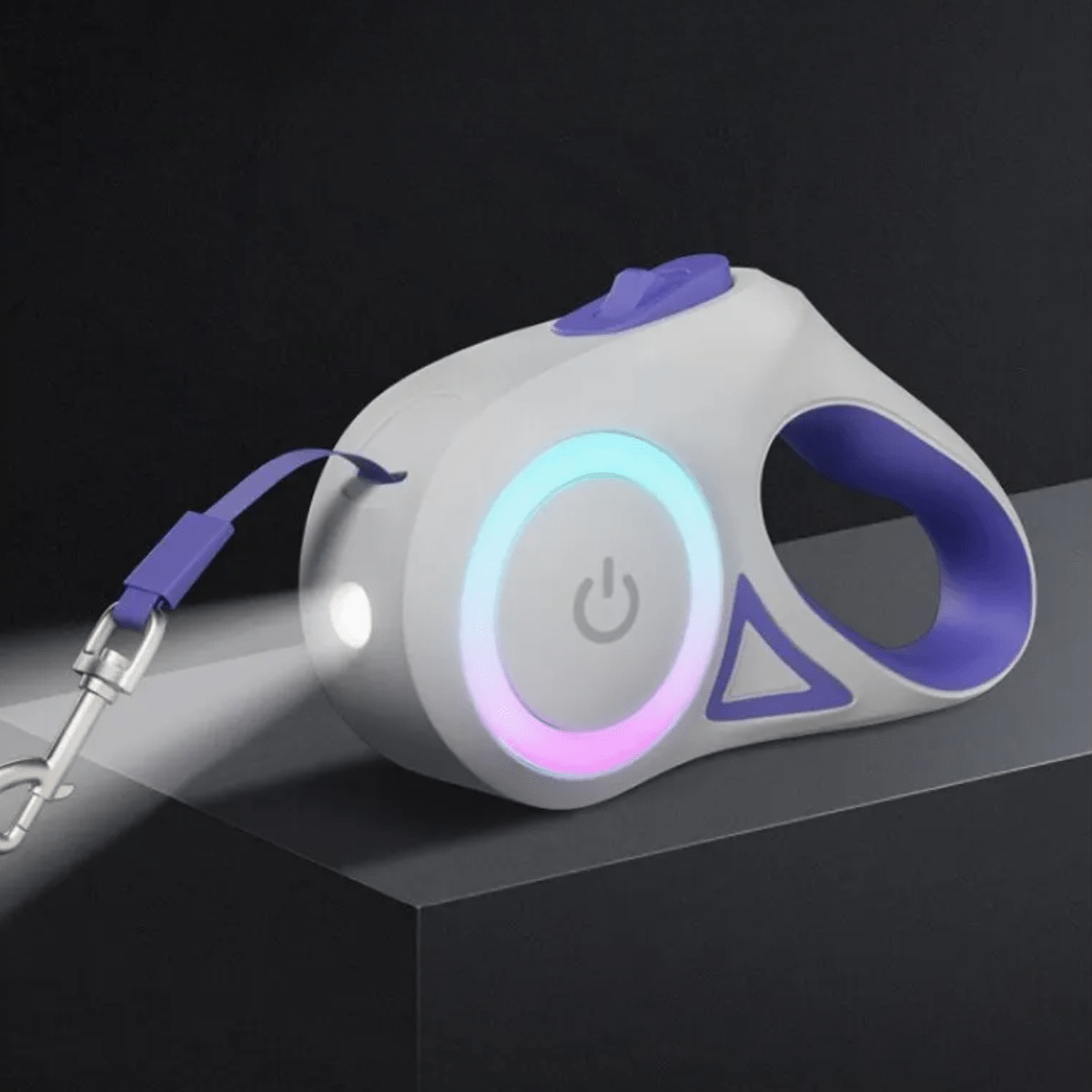 DogLight - Automatic dog lead with LED light, USB rechargeable battery & 3m length for safe walks