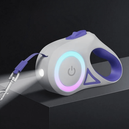 DogLight - Automatic dog lead with LED light, USB rechargeable battery & 3m length for safe walks