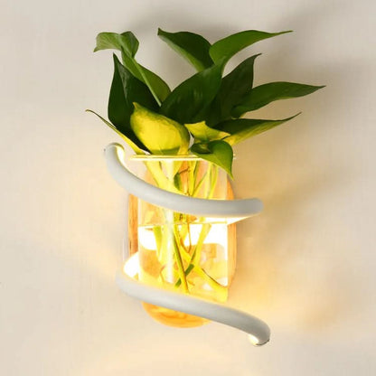 WOODVIA – LED wall light made of wood with built-in vase holder