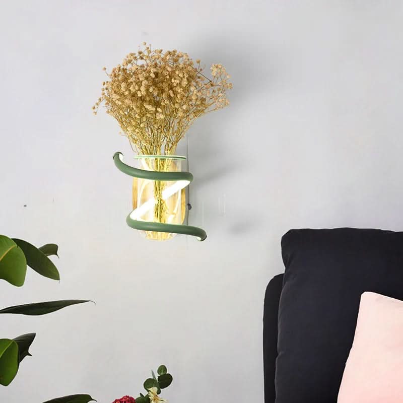 WOODVIA – LED wall light made of wood with built-in vase holder