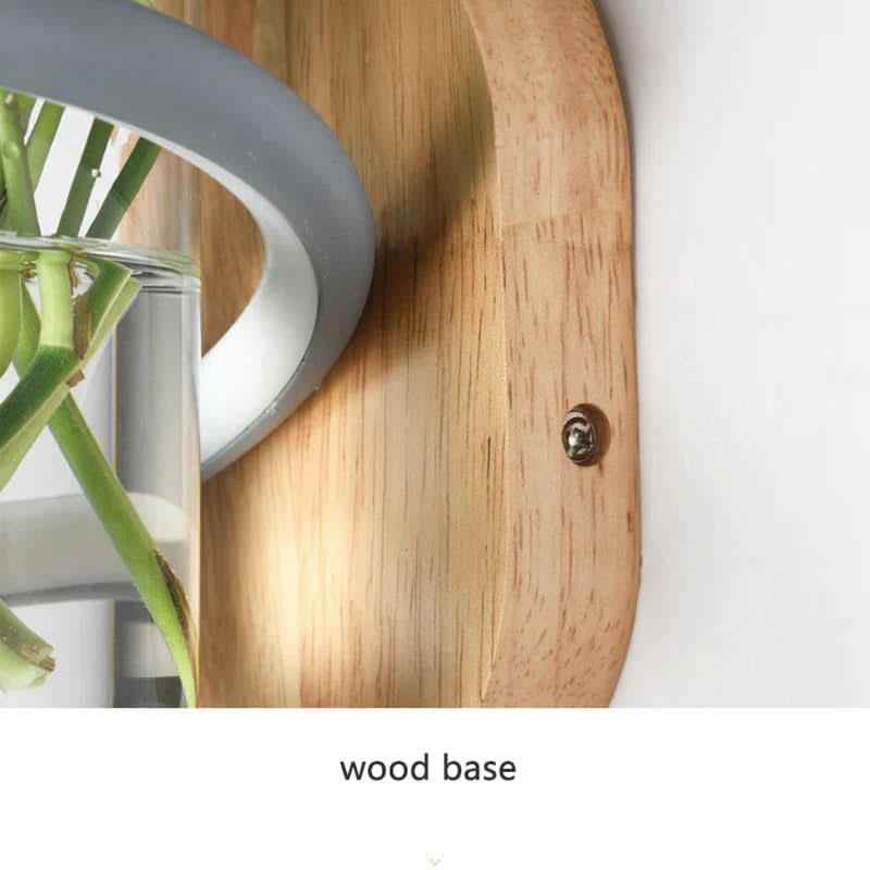 WOODVIA – LED wall light made of wood with built-in vase holder