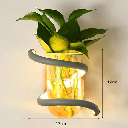 WOODVIA – LED wall light made of wood with built-in vase holder
