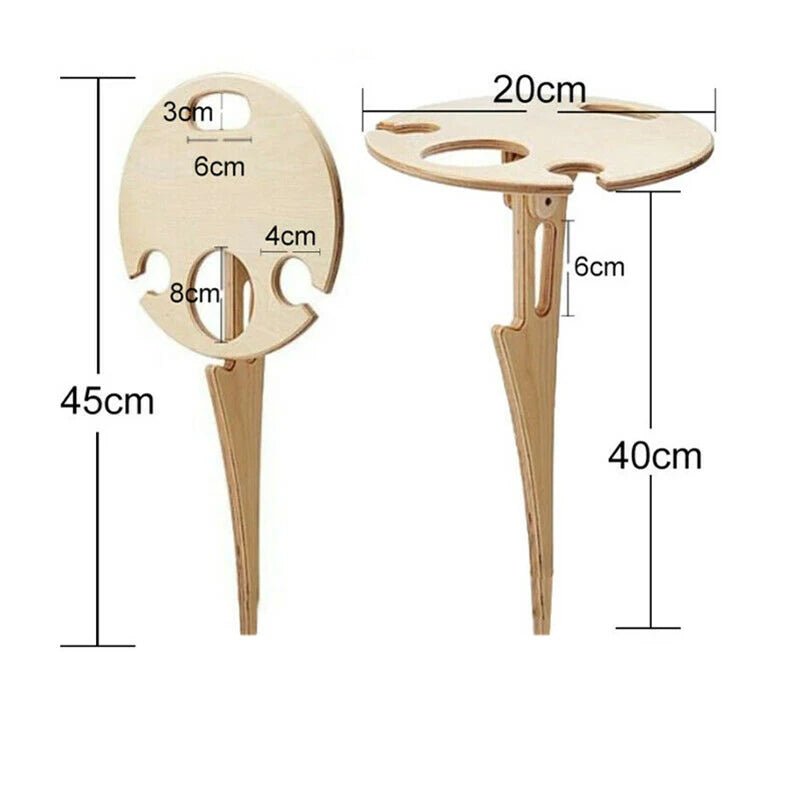 WOODESCAPE – Portable Foldable Wooden Wine Table for Outdoors with Glass Holder for Picnics & Camping