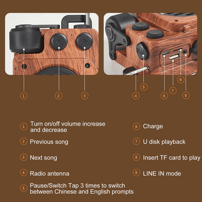 NOIRBASS – Dark Academia Wireless Speaker with Powerful Subwoofer Sound