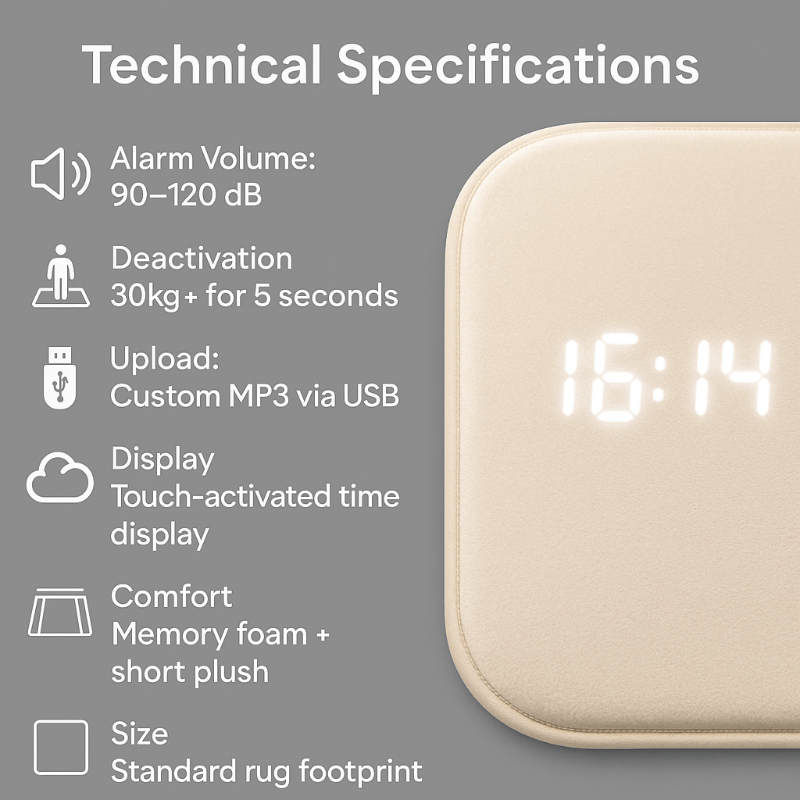 FLOORBUZZ – Intelligent carpet alarm clock with pressure sensor for heavy sleepers