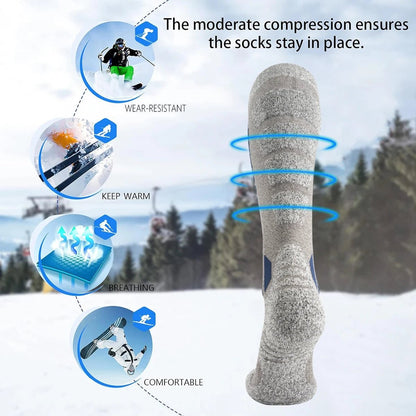 WOOLPEAK – Thermal wool socks for skiing & hiking, unisex, long tube design