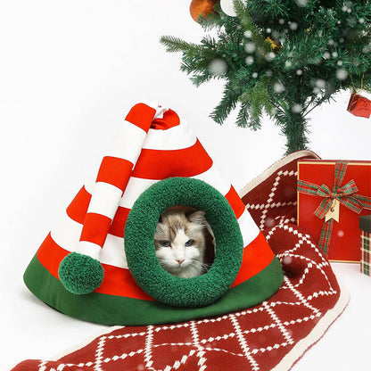 COZYSANTA – Soft Christmas Cat Bed for Festive Living Spaces