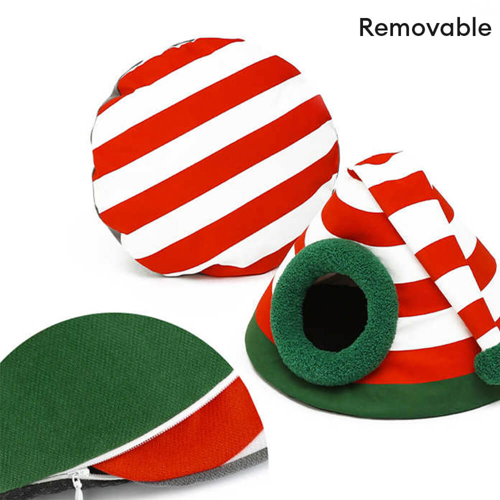 COZYSANTA – Soft Christmas Cat Bed for Festive Living Spaces