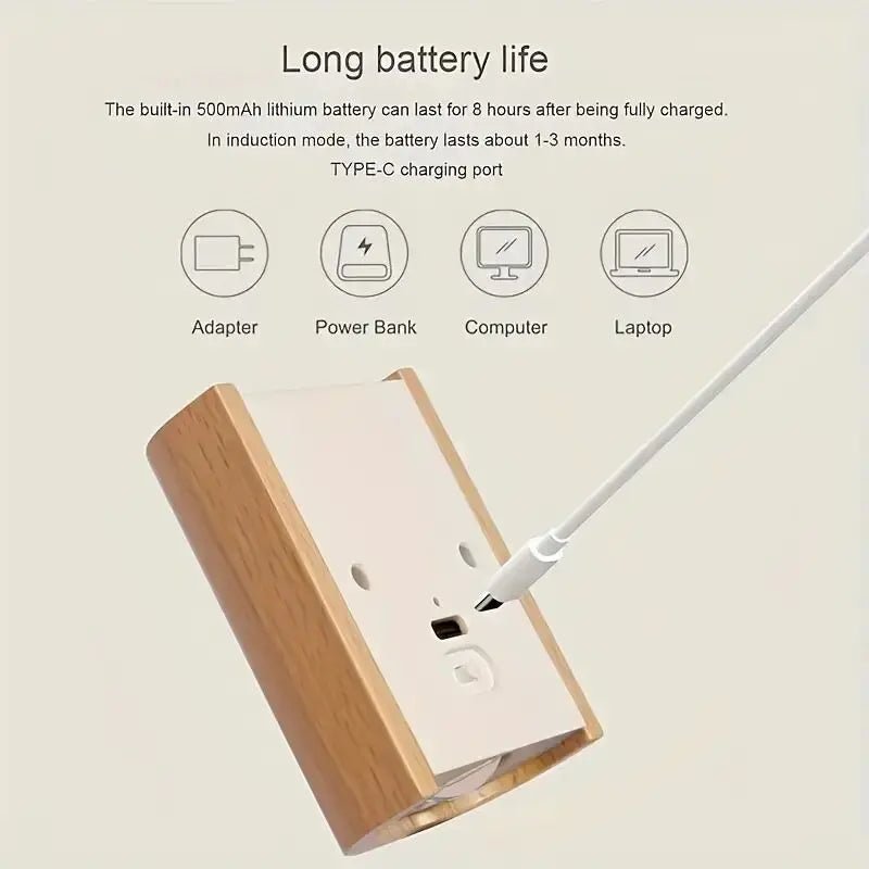 WOODSENSE – Wooden lamp with motion sensor and rechargeable battery